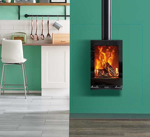 Stovax & Gazco Vision MidiT Wall Mounted Wood Burning & Multi-fuel Stove