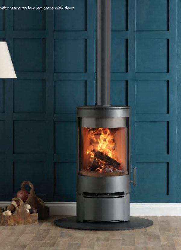 Purevision PVR Cylinder Multifuel Stove on Log Stores